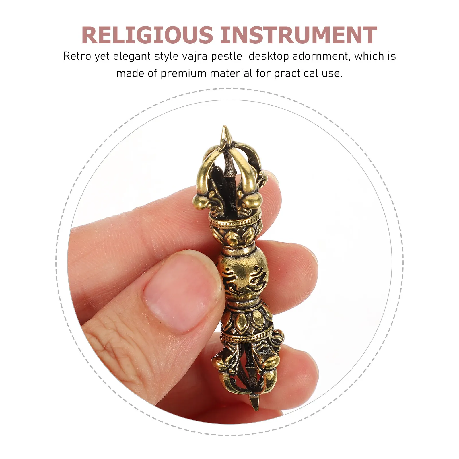 Compact Lightweight Vajra Pestle Brass Ornament for Desk Table Home Decor Elegant Classical Interior Styling Miniature Pestle