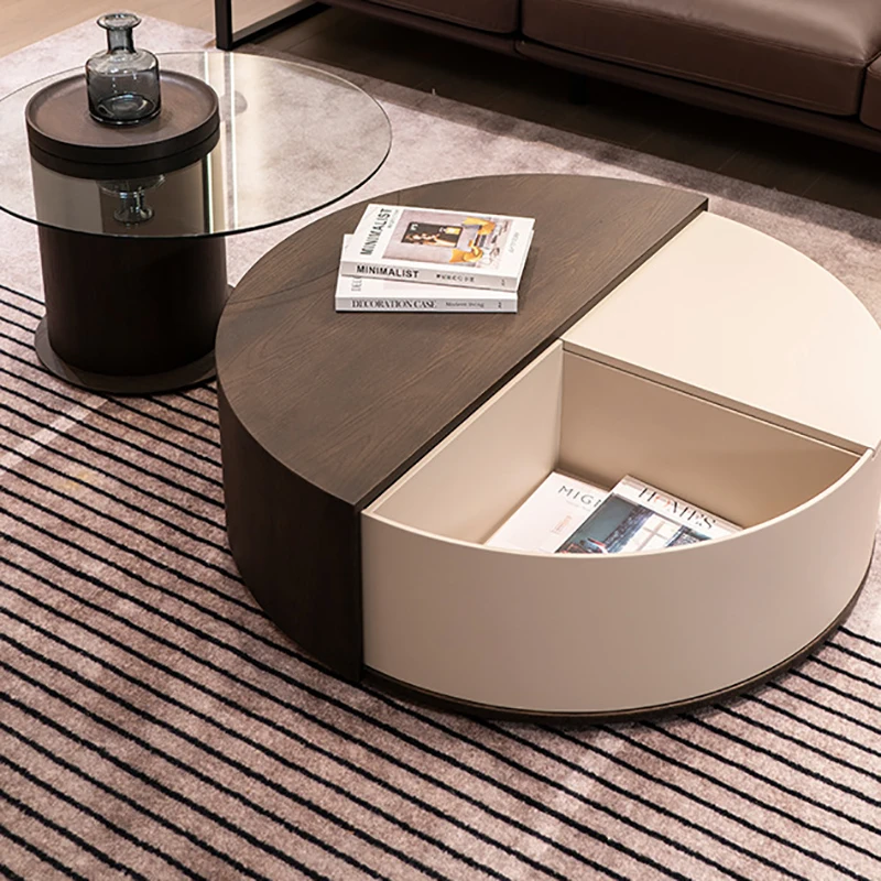 

Modern Wooden Coffee Table Storage Industrial Nook Round Organiser Corner Table Drawers Unique Stoliki Kawowe Office Furniture