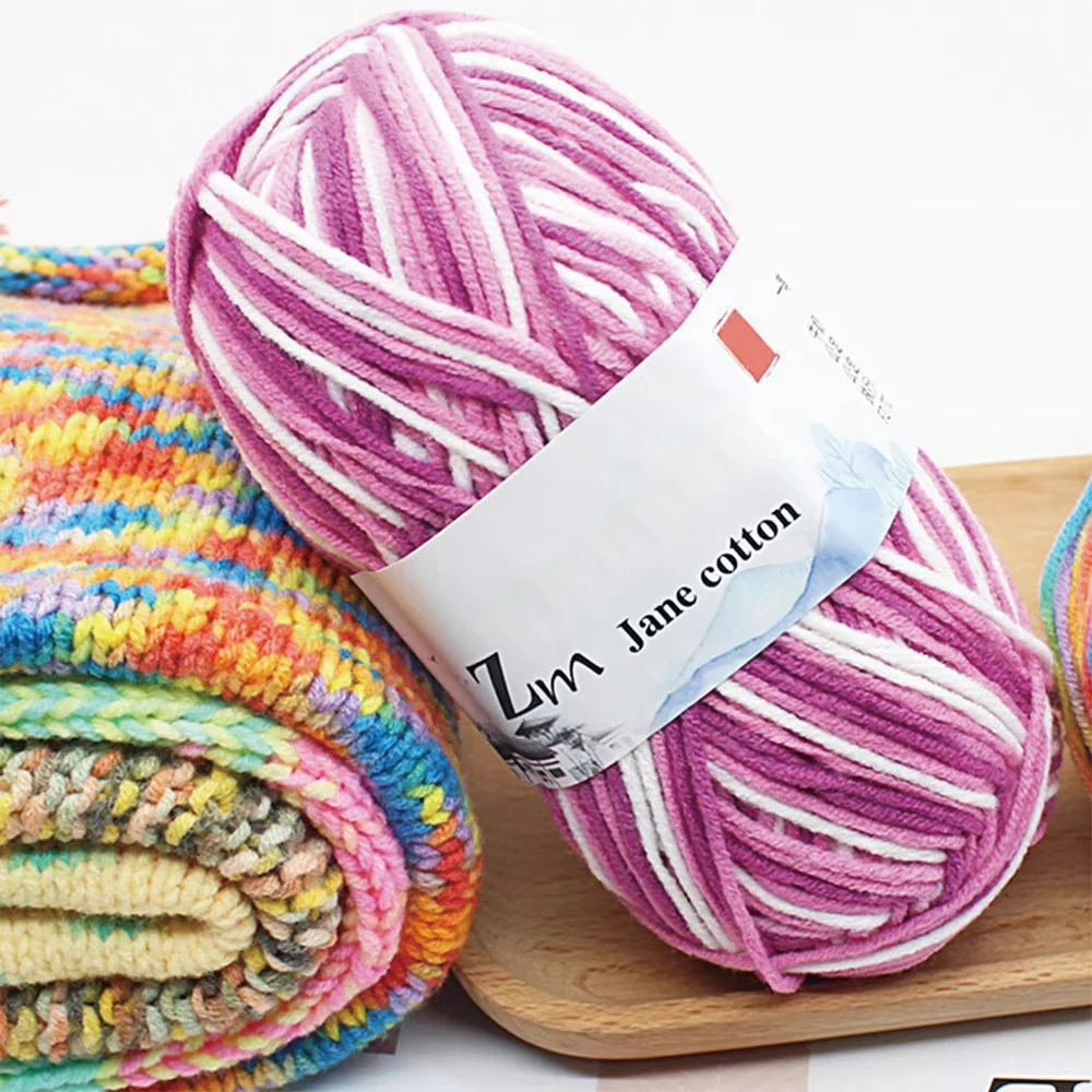 Fil de Laine Doux et Chaud à la Main, Crochet Double Ogo, BLANC ateur de Couleurs, Fil de Barrage, Bricolage Artisanal, Tricot, Pull, Écharpe, Chapeau, 50g/Pièce