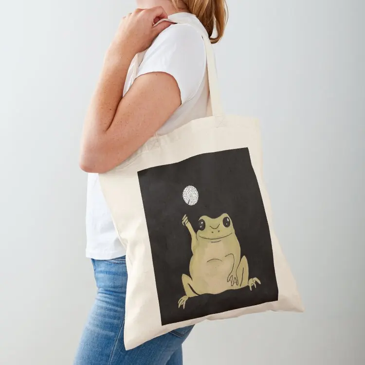 

Dandelion frog on black Tote Bag female bag Canvas bag hand bags tote bags aesthetic
