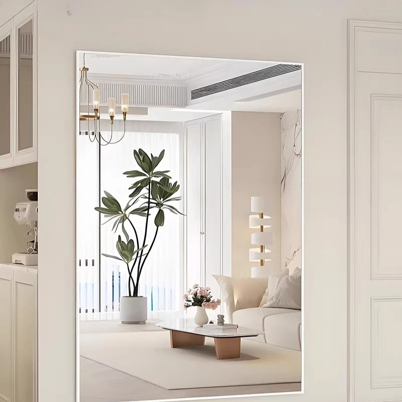 Long Wall Mirror Self Adhesive Aesthetic Dressing Table Nordic Funky Mirror Luxury Modern Spiegel Wand Living Room Decorations