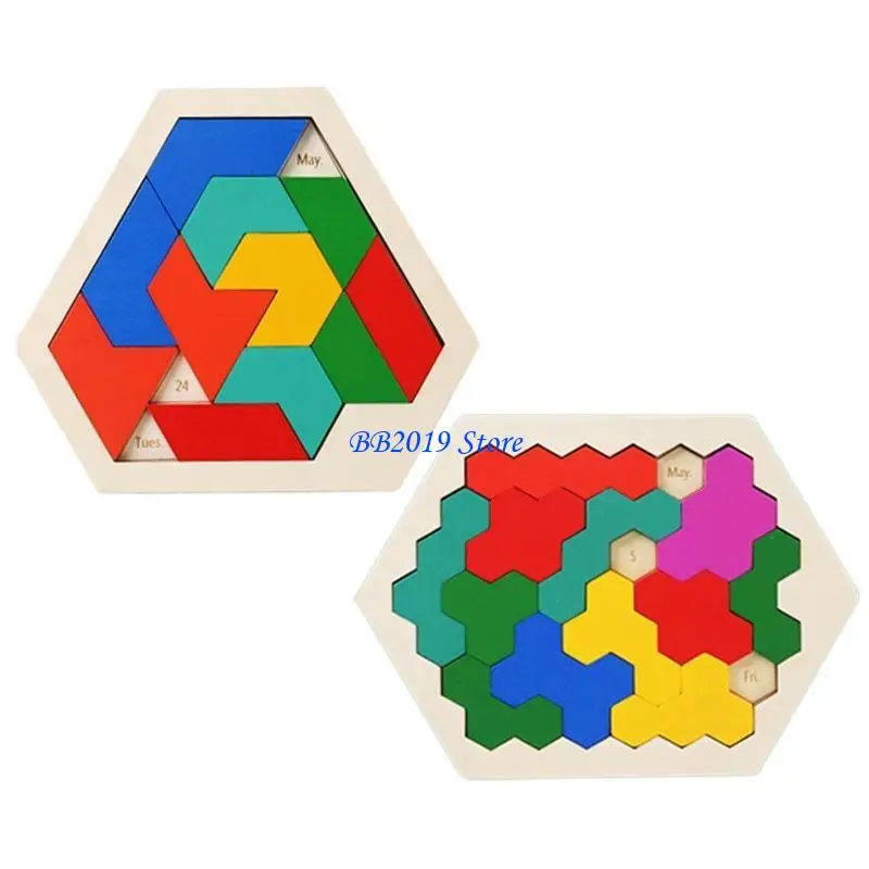 Q0KB Calendar Teaser Wooden Puzzles Education Game Set
