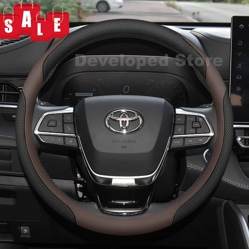 

Non Slip Leather Car Steering Wheel Cover For Toyota Grand Highlander 2026-2014 Auto interior Toyota Yaris cross Accessories
