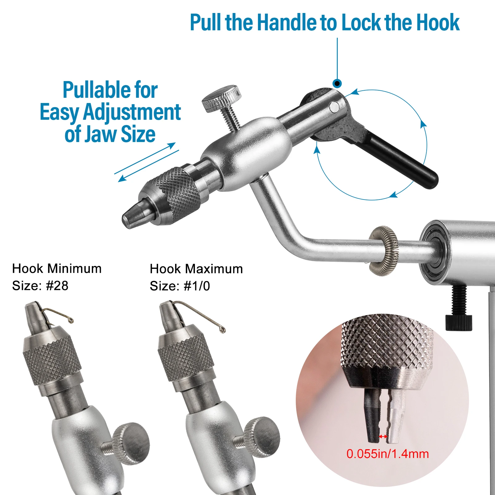 Imagem -02 - Voar Amarrando Vise 360 Graus Giratório Liga de Alumínio Pesca Moscas Amarrar Ferramentas C-clamp Mount Standard Jaws Aço Inoxidável