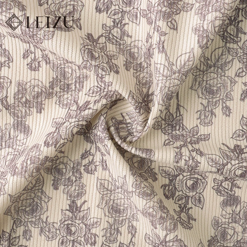 0.5/1/2Yard Ribbed Corduroy Fabric Vintage Plant Brush Print Spring Autumn DIY Sewing Fabric Making Pants Jacket Clothing Cloth