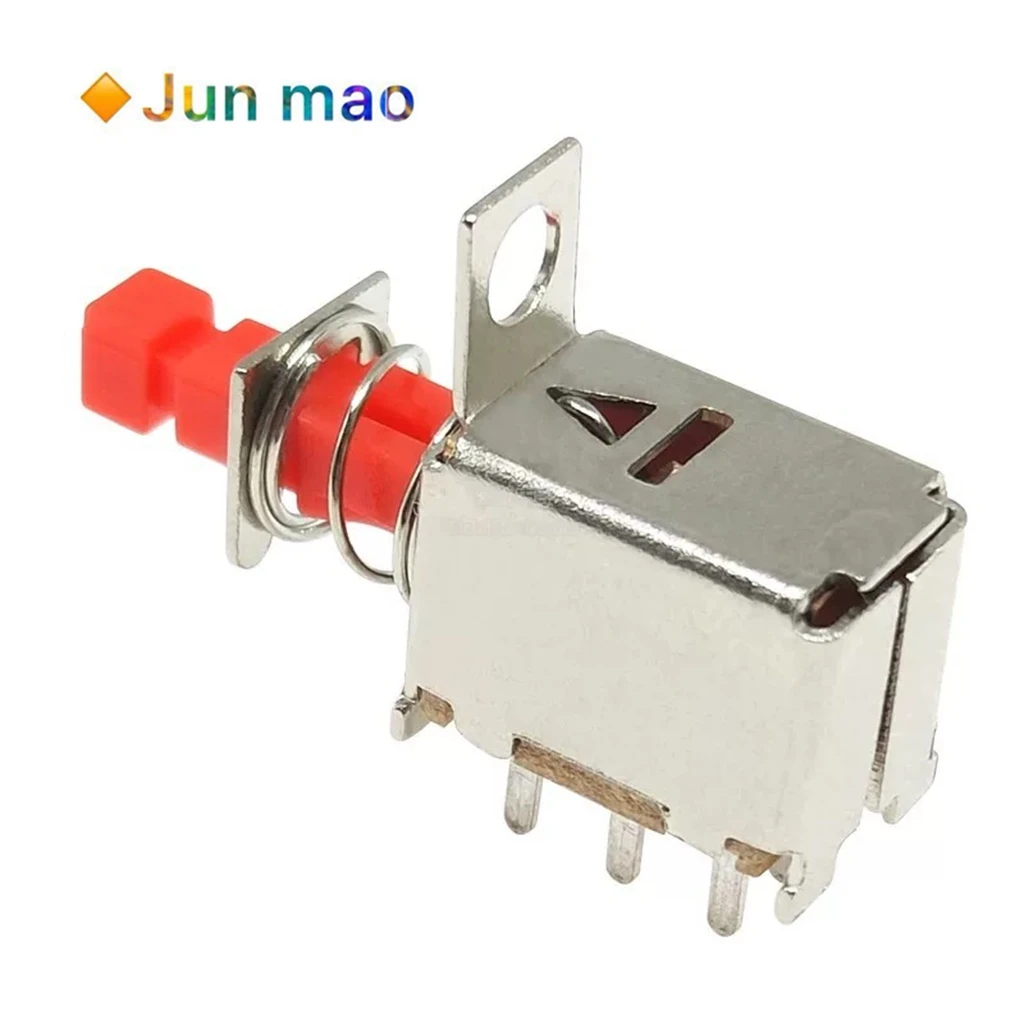 5PCS A03 piano key switch PS-22F04 straight key switch self-locking button with six legs and lock, red button with ears