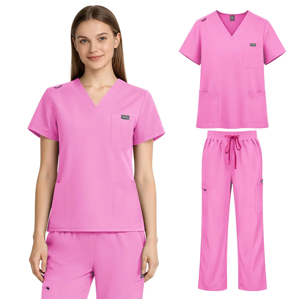 Solid Color Split Women Scrub Sets Unisex Work Uniform Hospital Doctors Nurses Accessories Operating Room Surgical Apparel