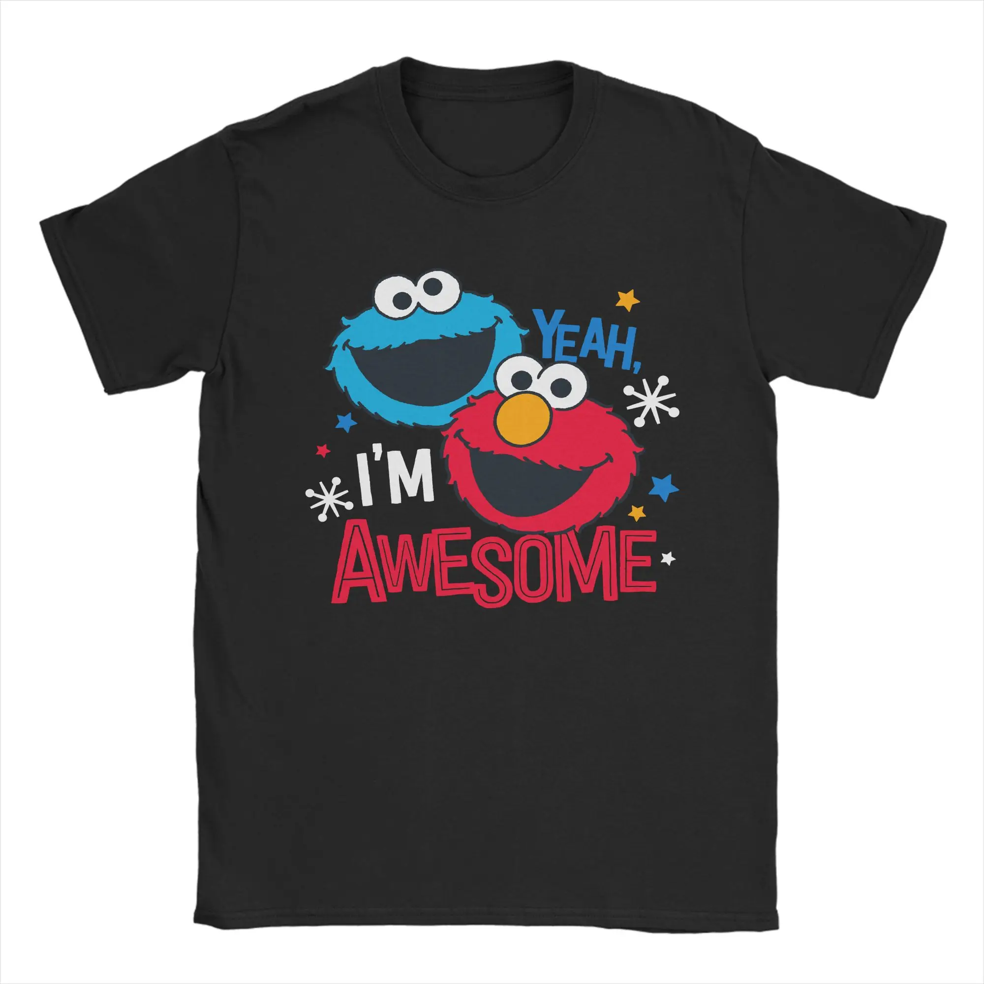 Футболки Cookie Monster & Elmo Sesames Streets, классные футболки из чистого хлопка, футболки с круглым вырезом и короткими рукавами, одежда больших размеров