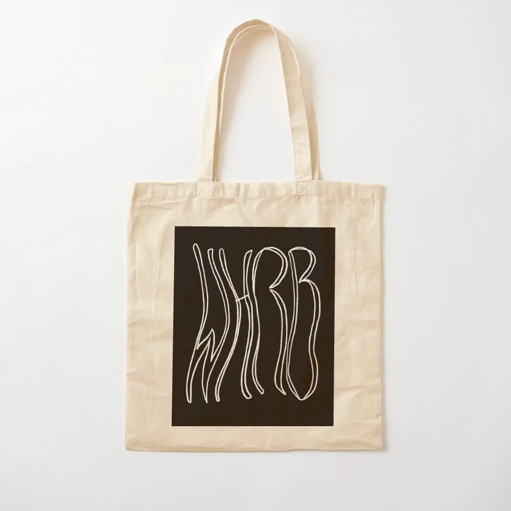 Wavy WHRB White on Black Tote Bag tote bags aesthetic Customizable tote bag hand bag
