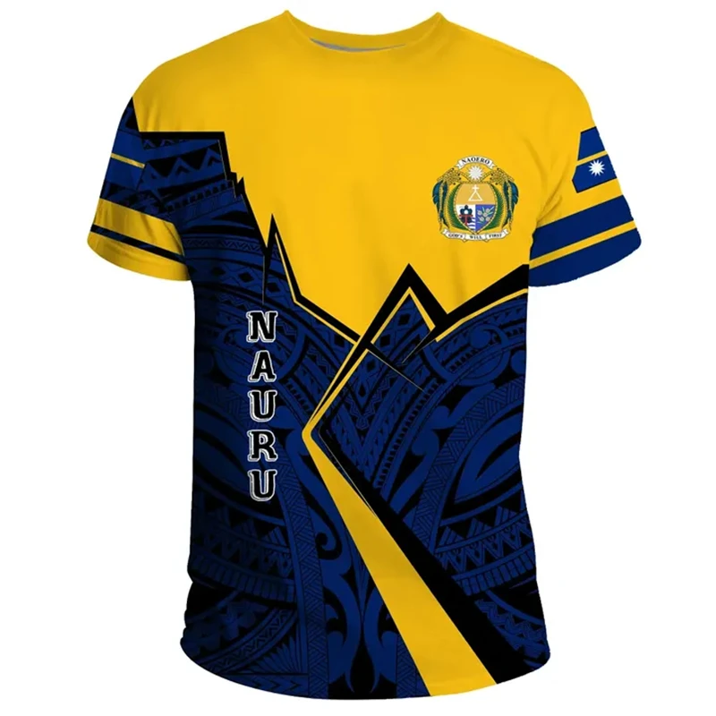 Nauru Flag Graphic T Shirts NR National Emblem 3D Print T Shirt For Men Clothing Sports Contest Jersey Daily Tees Boy Tops 2024