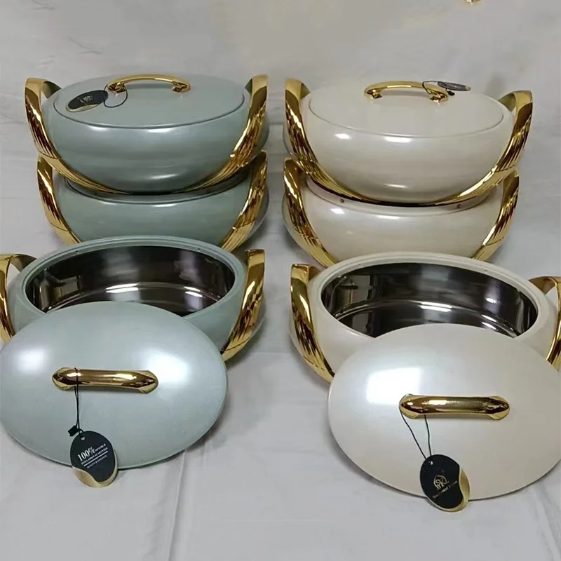 Hot Pot Food Warmer Set Green White New 3pcs 2.5l+3l+3.5l Big Size Insulated Party Home Kitchen Food Keep Warmer Set