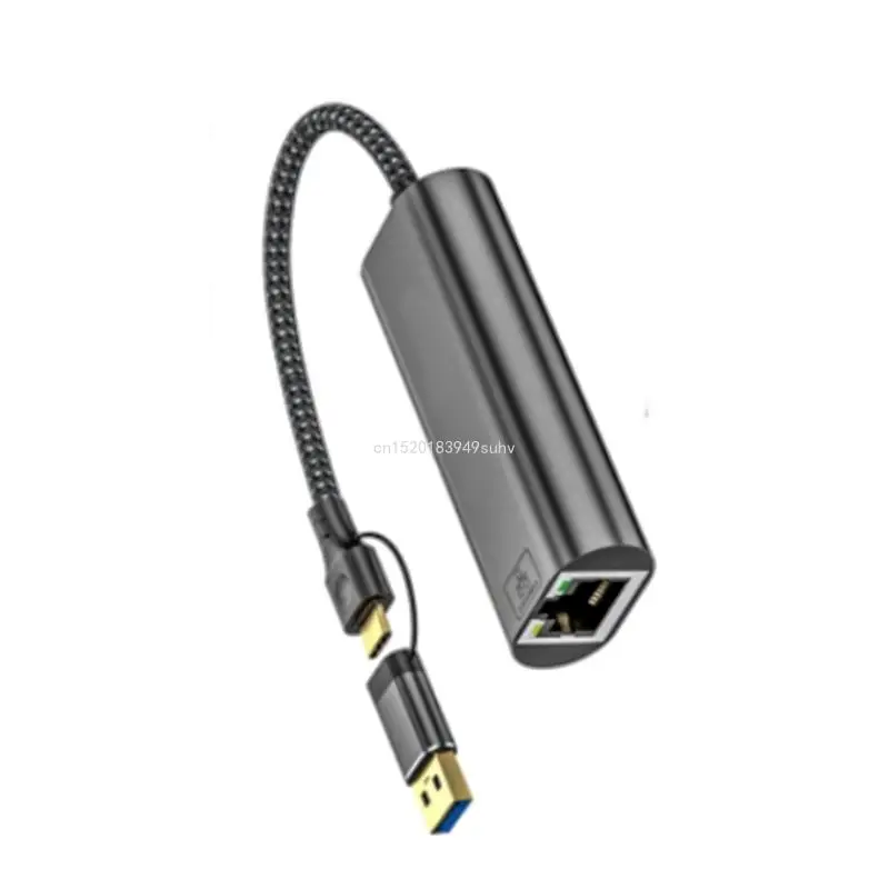 USB C to Ethernet Adapter USB+Type C to RJ45 10G Gigabit Ethernet LAN Networking Adapter Dongle Converter For PC Laptop