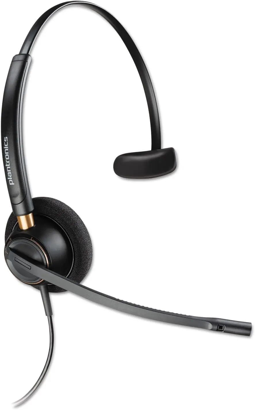 Noise Cancelling Monaural Over-Ear Headset with Clear Audio for Office Calls