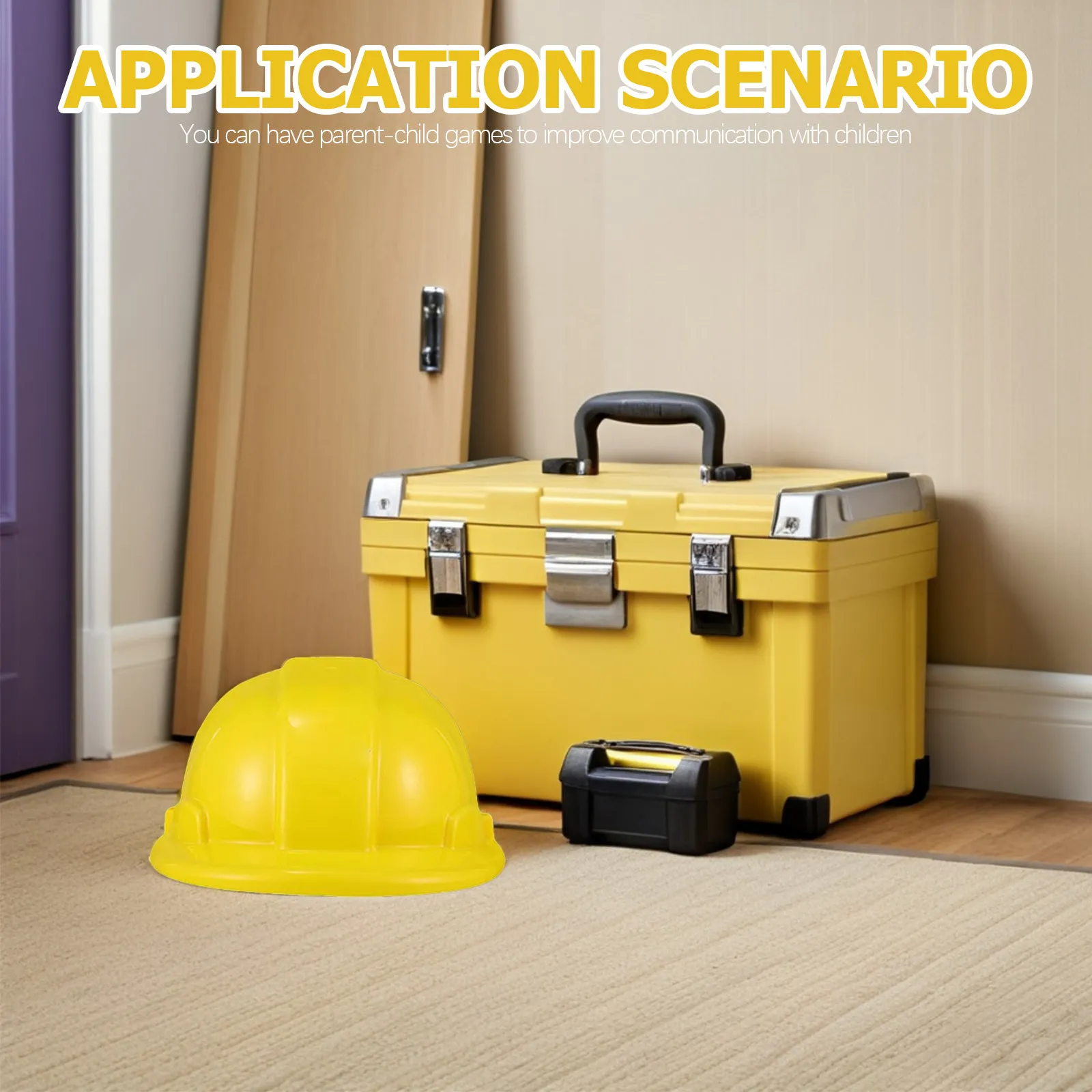 

8Pcs Construction Helmets Kids Role Play Yellow Safety Hats Party Supplies Building Dress Up Gear Construction Hat Toy