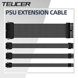 Teucer 18AWG Motherboard ATX 24Pin GPU PCI-E 6+2Pin CPU EPS 4+4Pin 350mm PSU Extension Cable Power Cord Kit With Combs