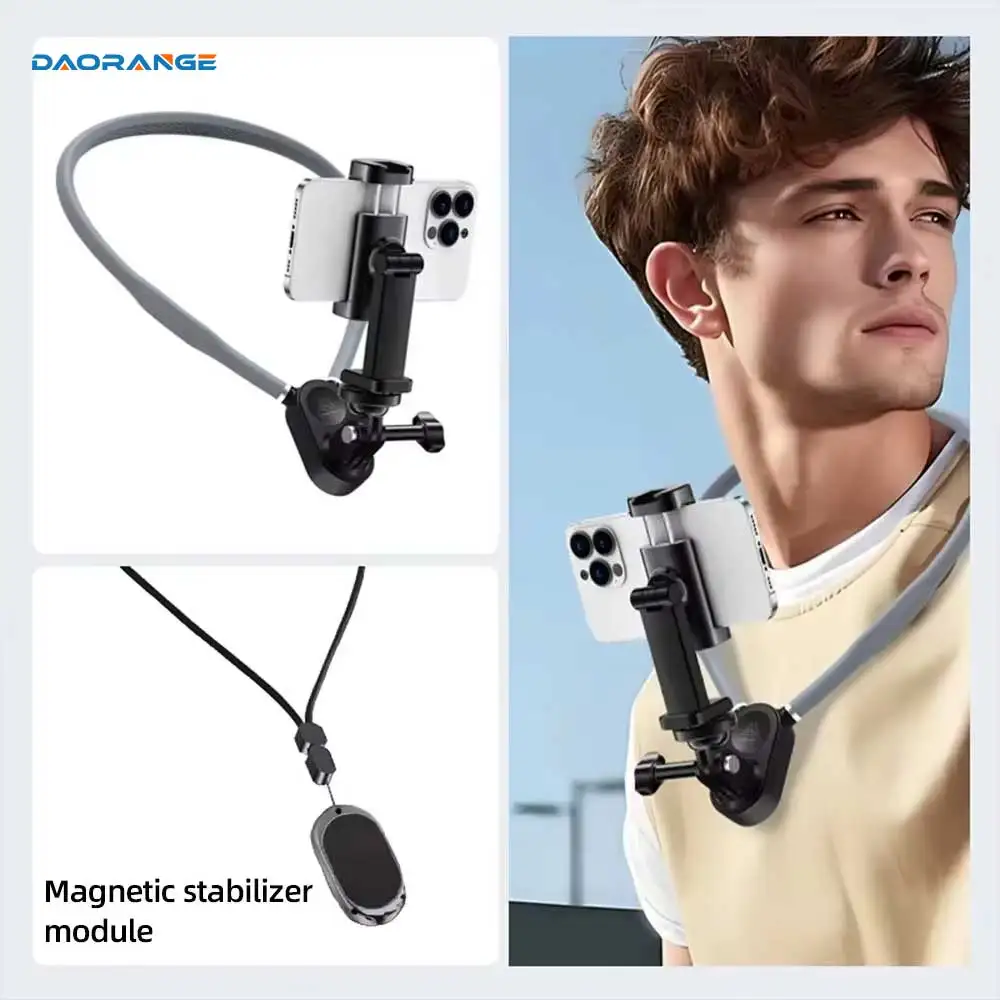 

360 Rotation Mobile Phone Neck Hanging Shooting Stand First Angle Shooting Magnetic Suction Anti Shake Chest Fixed Vlog Stand ﻿