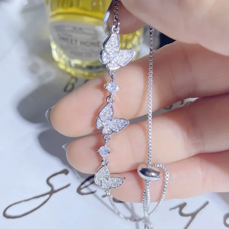 MDLFES مويسان الماس نمط مزاجه الحلو فراشة صغيرة سوار المرأة 18K مطلية بالذهب CCTV شعور كبار