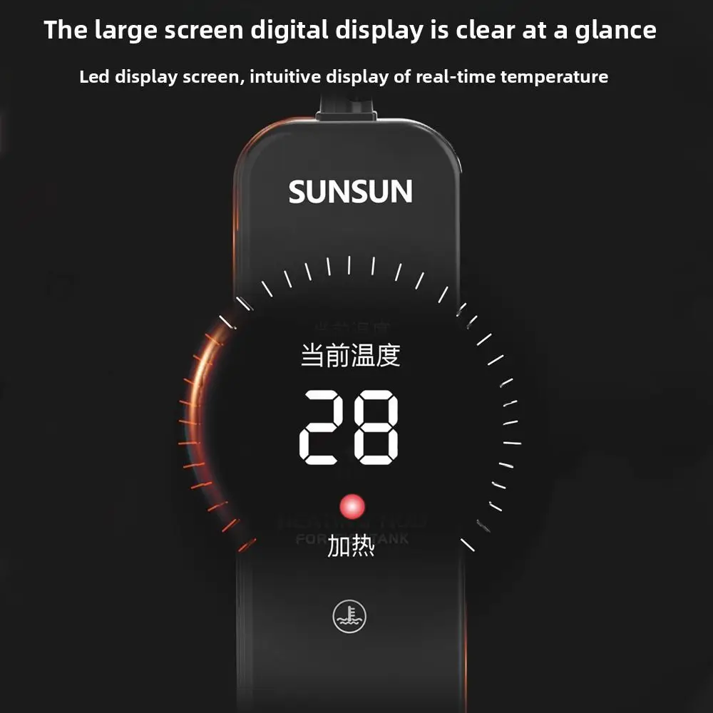 

LCD Display Digital Fish Tank Heating Rod Intelligent Control Leave Water Power Off Aquarium Submersible Heater with Suction Cup