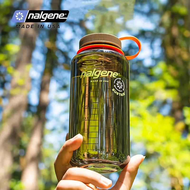 Nalgene-Wide Mouth Water Bottle, Portable, Travel, Hiking, Leak-proof, Outdoor Sports, Drinking Bottle, 500ml and 1000ml