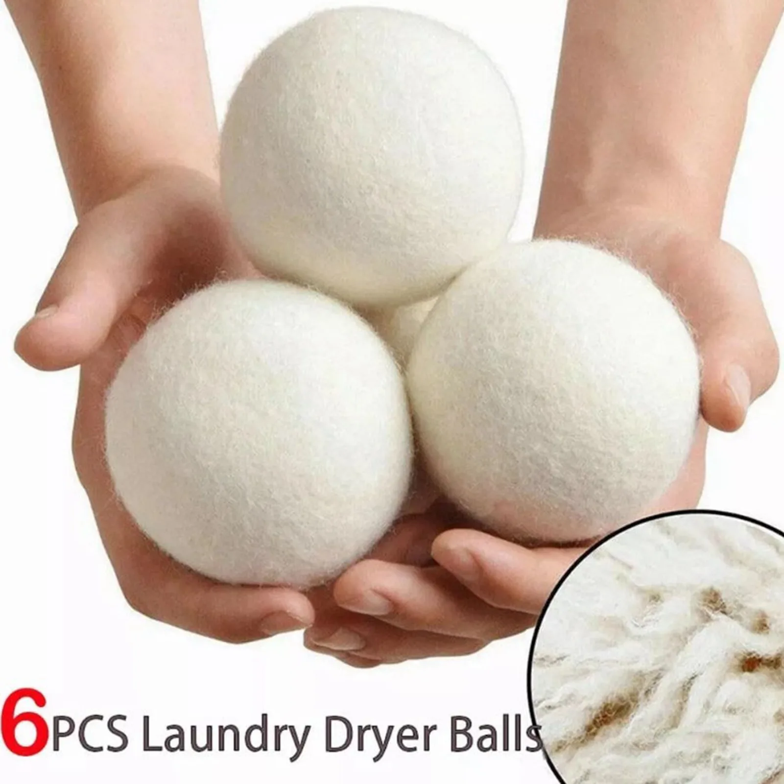 

F2 6PCS Wool Laundry Balls Dryer Reusable Natural Fabric Softener Wool Dryer for Speeding Up Dry Time Washing Balls Accessories