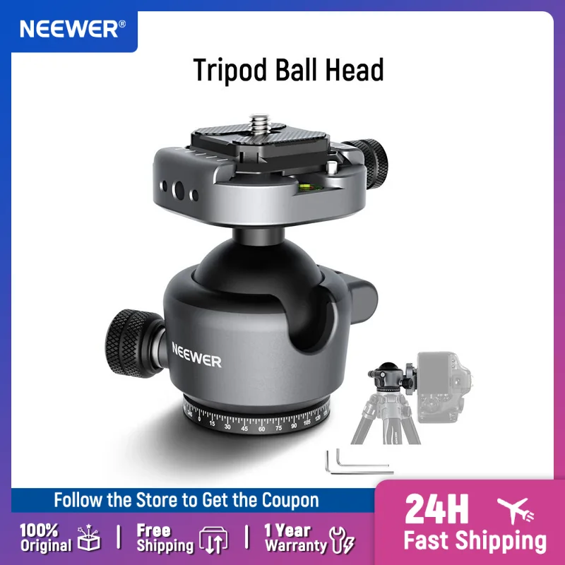 

NEEWER GM41 Low Profile Tripod Ball Head, 40mm Metal Panoramic Camera Mount Adapter for Peak Design Capture Camera Clip