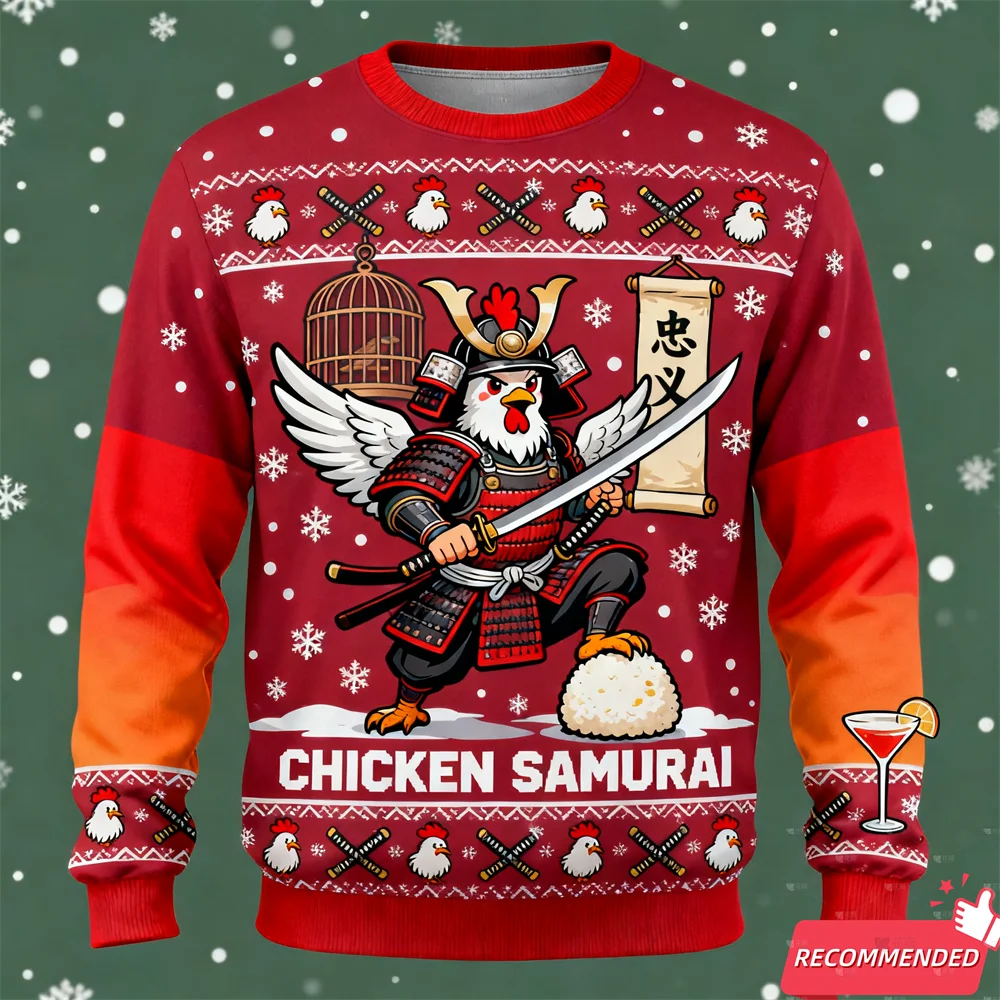 Crazy Animals Christmas Ugly Sweatshirt Squirrel Ninja 3D Print Xmas Festival Party O-neck Ugly Sweater Santa Graphic Pullovers