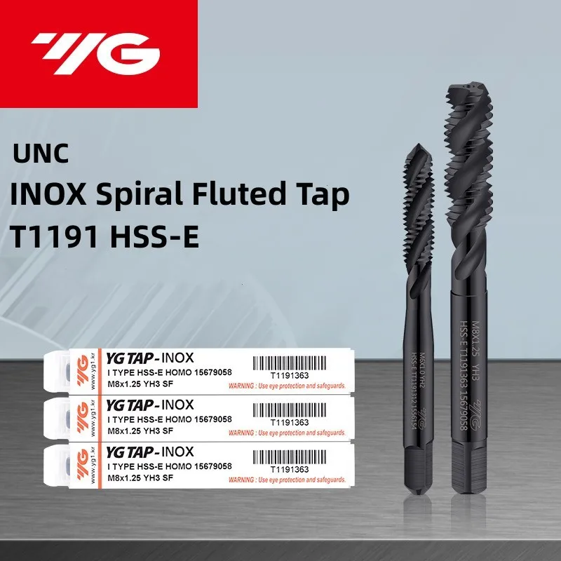 

South Korea YG HSSE American INOX Spiral Fluted Tap UNC UNF UNS 8-32/10-24 1/4-20 5/8 7/16 9/16 Machine Screw Thread Taps