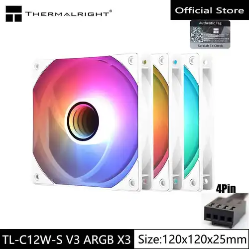 Thermalright TL-C12W-S V3 ARGB ventilador de refrigeración del chasis 12cm ventilador de luz de espejo infinito 1500RPM/66.17CFM