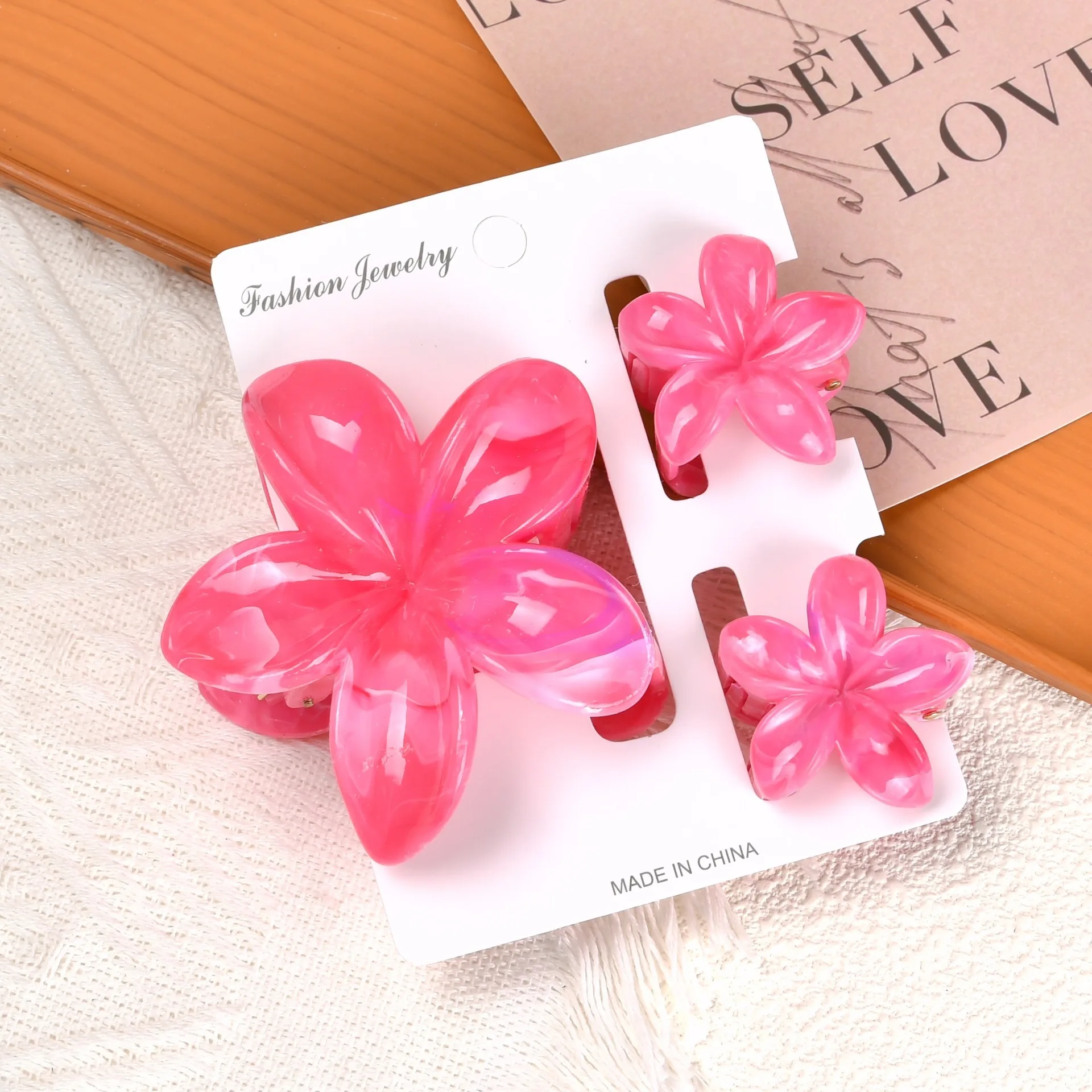 3 قطعة Y2KNiche شخصية فريدة من نوعها نمط الرخام المخلوطة البيض زهرة انتزاع كليب الدوبامين الراقية الشعور القرش كليب اكسسوارات للشعر #6