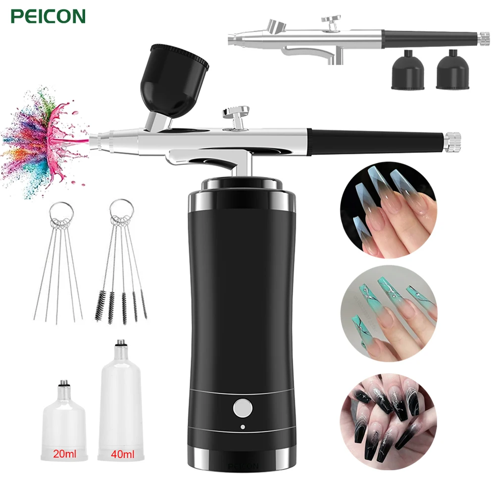 Airbrush Nail with Compressor Mini Airbrush Art Painting Kit for Nail Art Cake Painting Portable Hand Sprayer Gun Airbrush Nail