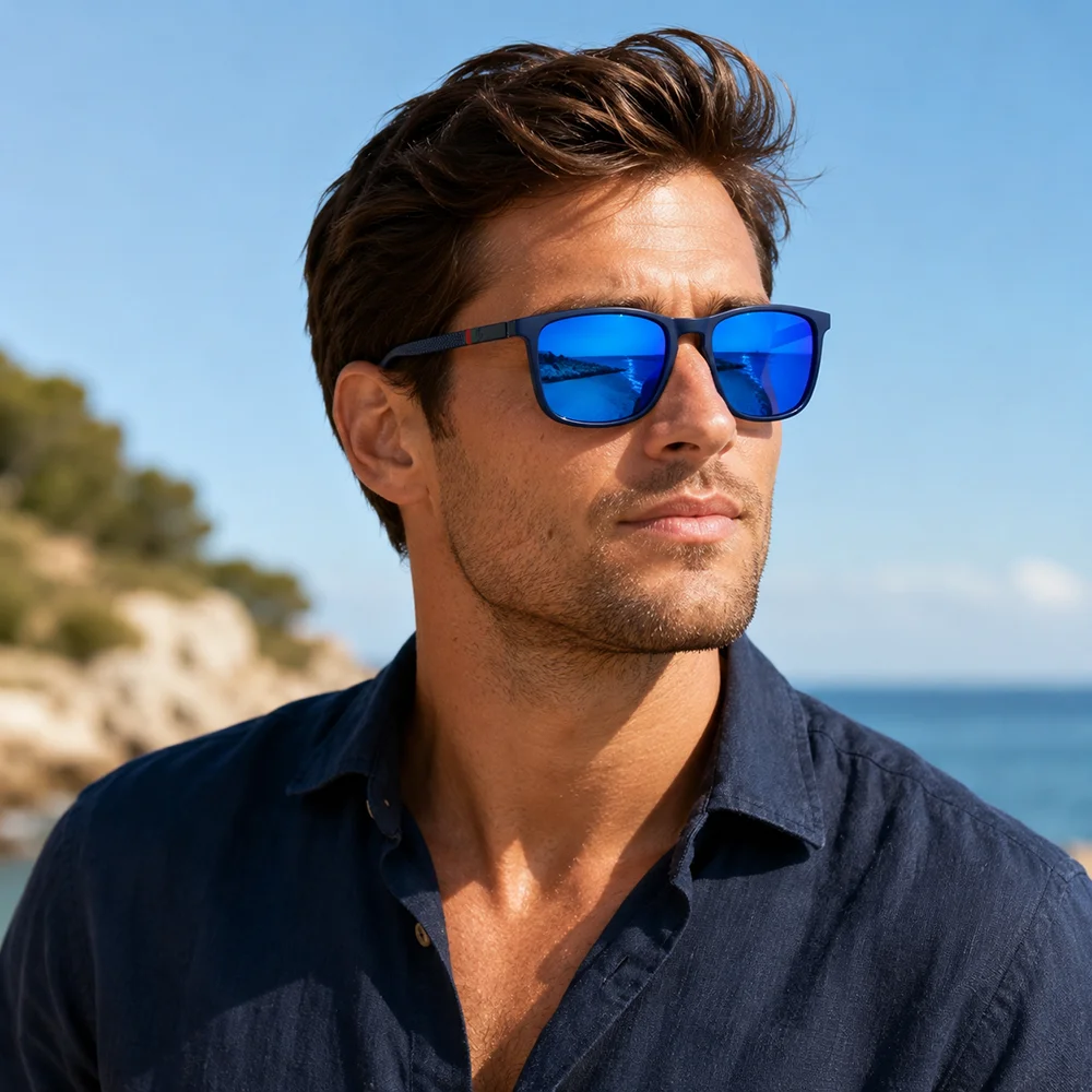 GFUIARA Herren Polarisierte Sonnenbrille UV400 Quadratisch Retro Fahr- und Angelbrille Outdoor-Sportbrille Leichte Modische Brillen für Männer – Detail 4