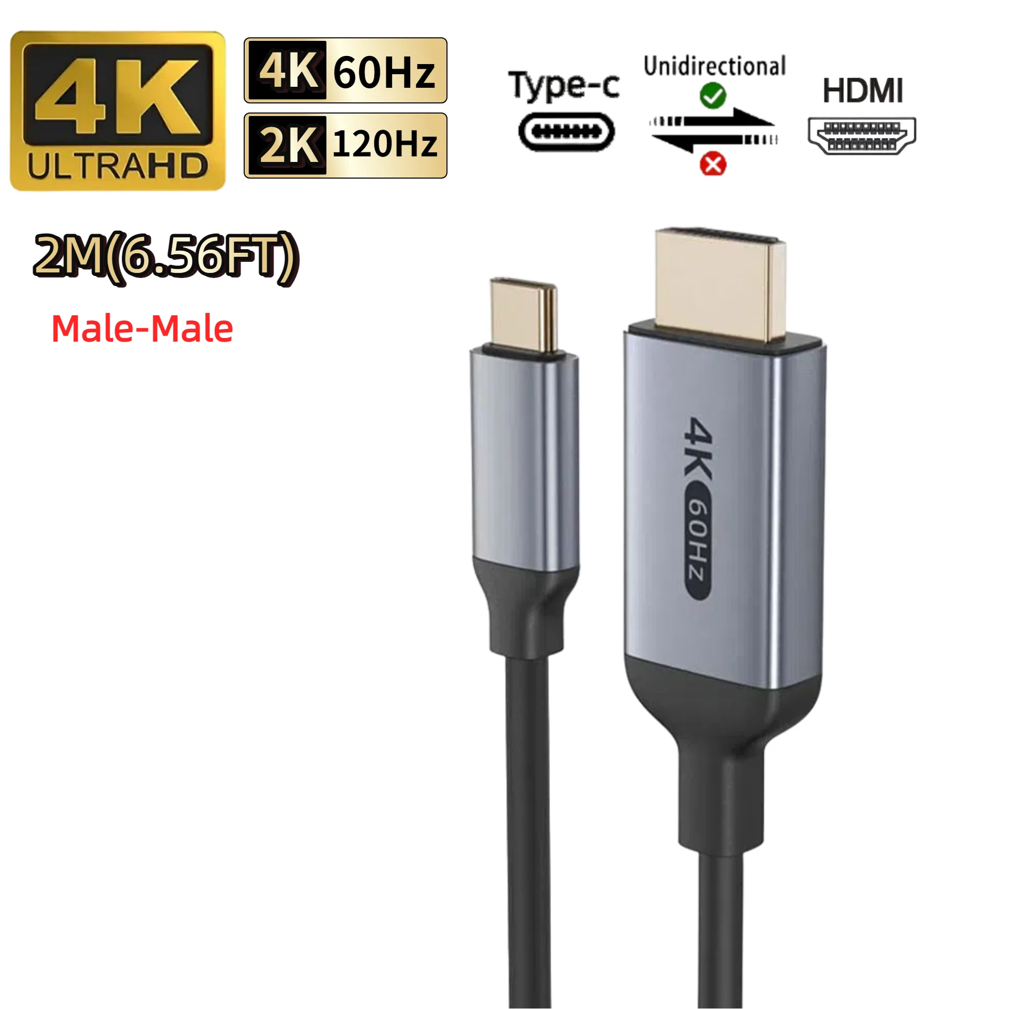 Type C naar HDMI-kabel 8K@60Hz 4K@120Hz 2K@240Hz USB C naar HDMI 2.1-snoer Compatibel voor TV-converter MacBook iPad Samsung Galaxy