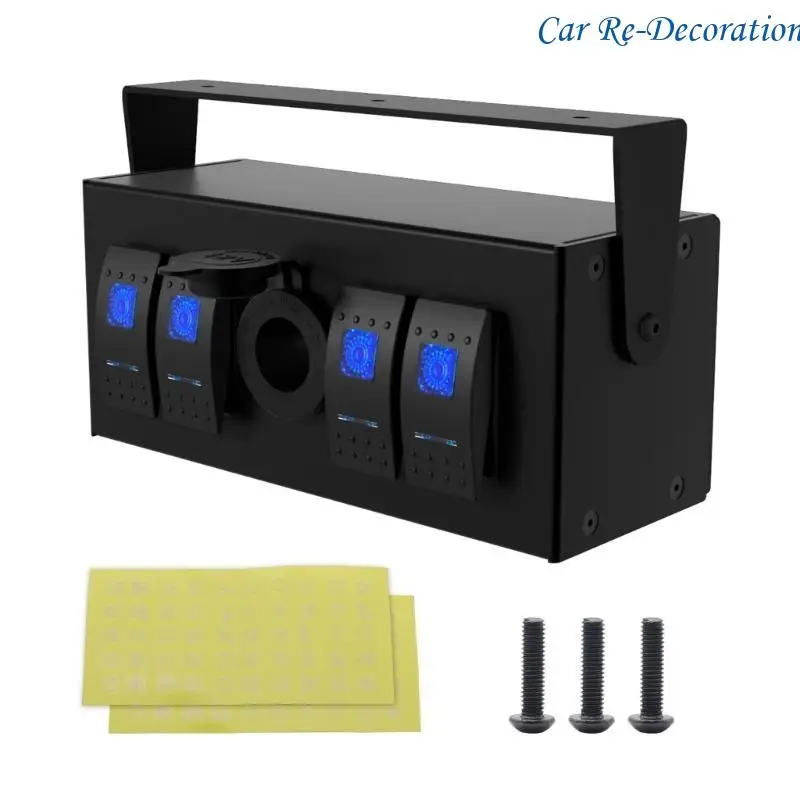 

R58D Convenient 4 Gang Rockers Toggle Switches Box with USB Charging Ports for Boats