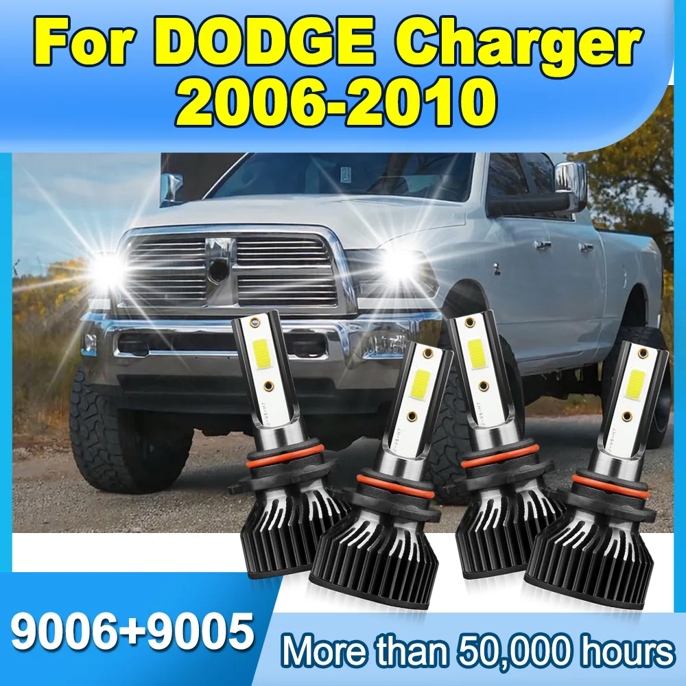 

Car LED Headlight 6000K White High Low Beam Headlamp 30000LM 300W For DODGE Charger 2006-2008 2009 2010 Plug and Play Car Light