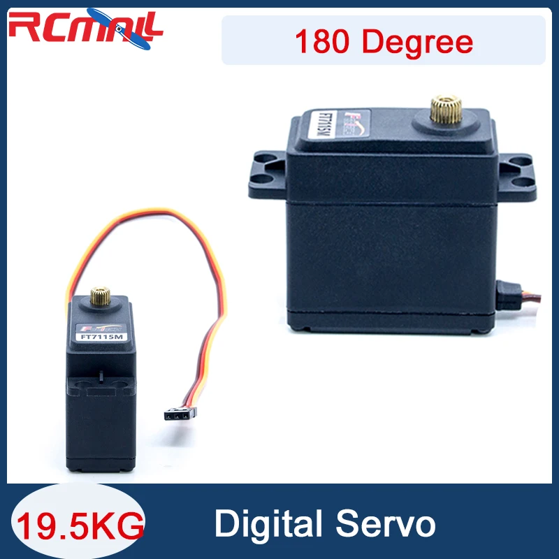 Ft7115m servo núcleo digital motor engrenagem de metal completa 19.5kg.cm alto torque 180 graus para brinquedos diy barco rc baja carro robô