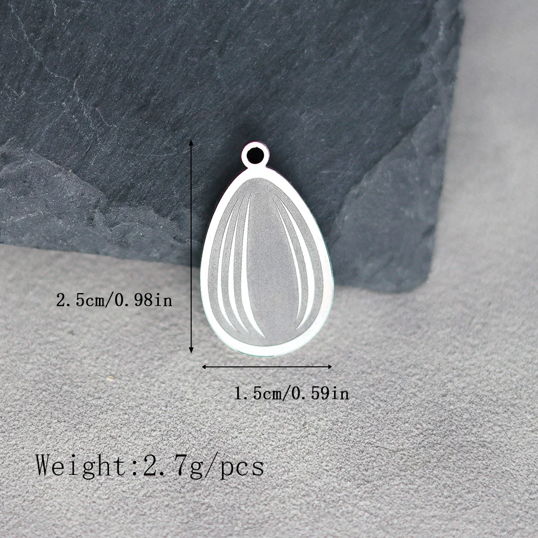 2pcs/Lot Cute little melon seed pendant  Stainless Steel  Card Charm for Jewelry Making Handmade DIY