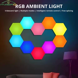 Lámpara LED RGB para el hogar, Sensor táctil hexagonal inalámbrico cuántico, luz nocturna, decoración de gabinete de dormitorio, Control de pared de panal colorido