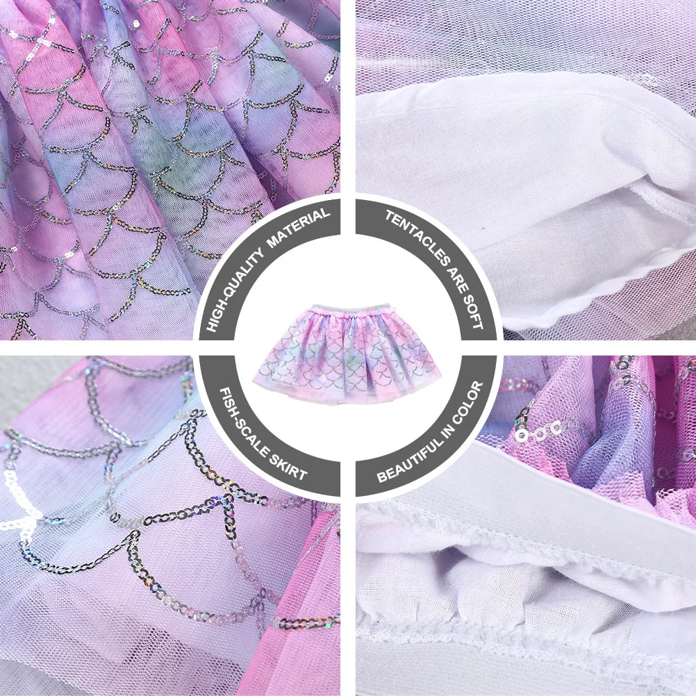 

Girls Skirt Lovely Tutu Fairy Short Tulle Layer Tie Dye Sequin Mesh Solid Net Cotton Lining Party Masquerade Costume Props
