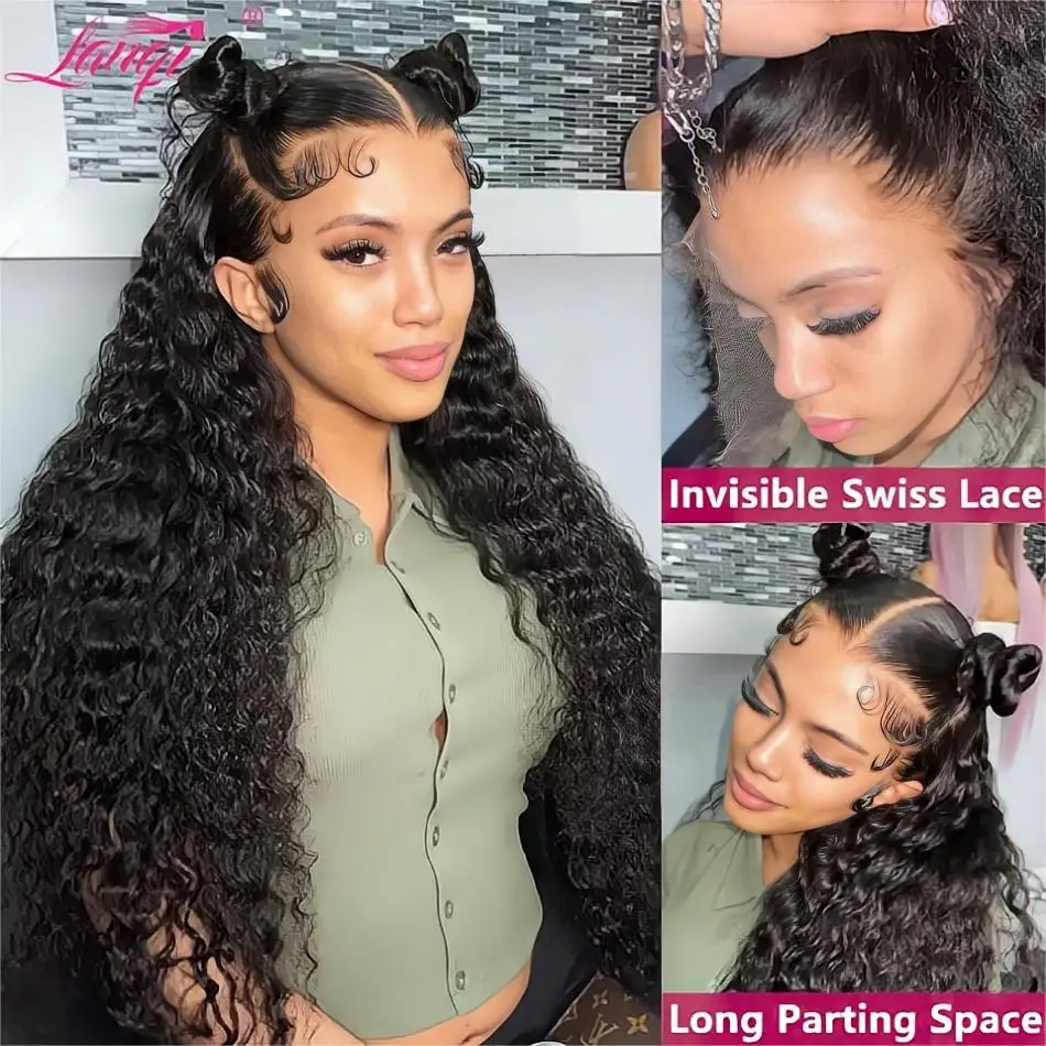 13x4 Curly Lace Front Human Hair Wigs Deep Wave Frontal Wig for Women Transparent Lace Frontal Wig 4x4 Closure Wigs