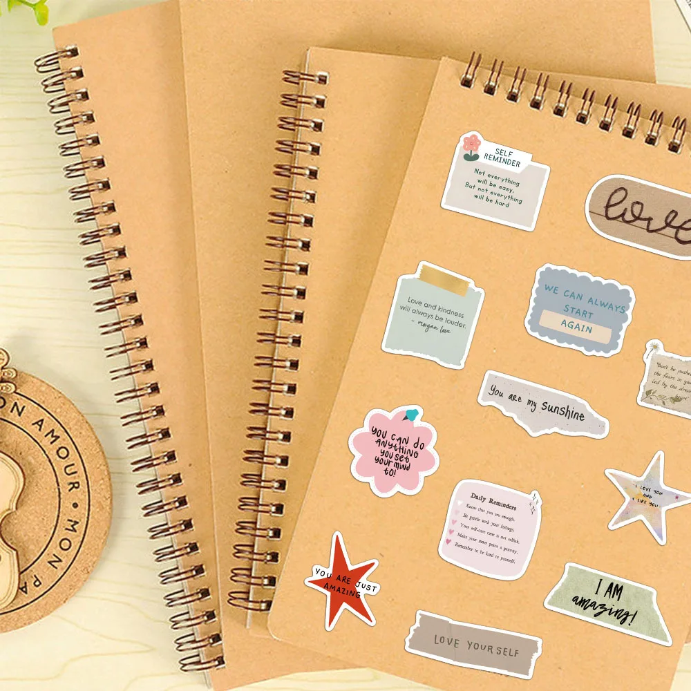 50PCS Creative Fragmented Text Small Fresh Stickers Decorative Phone Case Laptop Water Cup Skateboard DIY Personalized Stickers