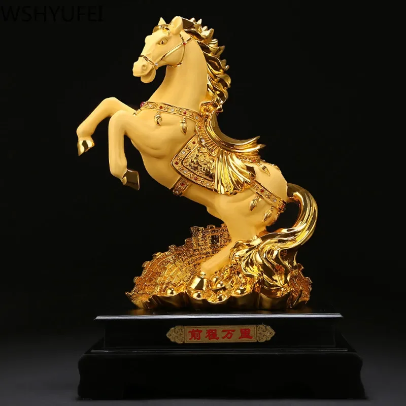 Chinese Style Horse Shape Artwork Lucky Horse Resin Home Decoration Ornaments Desk Study Crafts Home Decorations Gifts