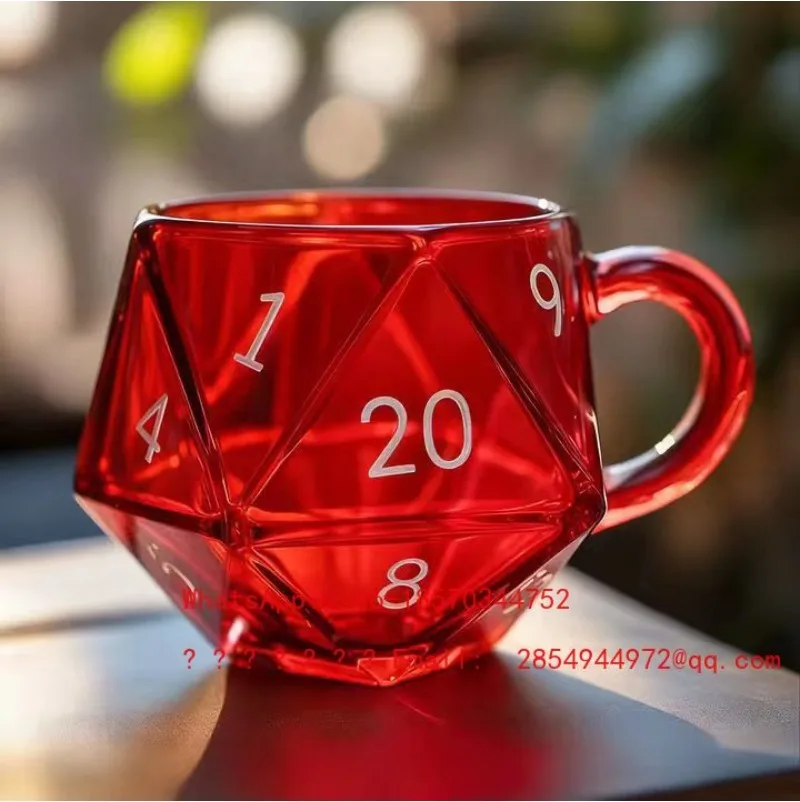 Polyhedron Rainbow Dice Digital Glass Coffee Cup