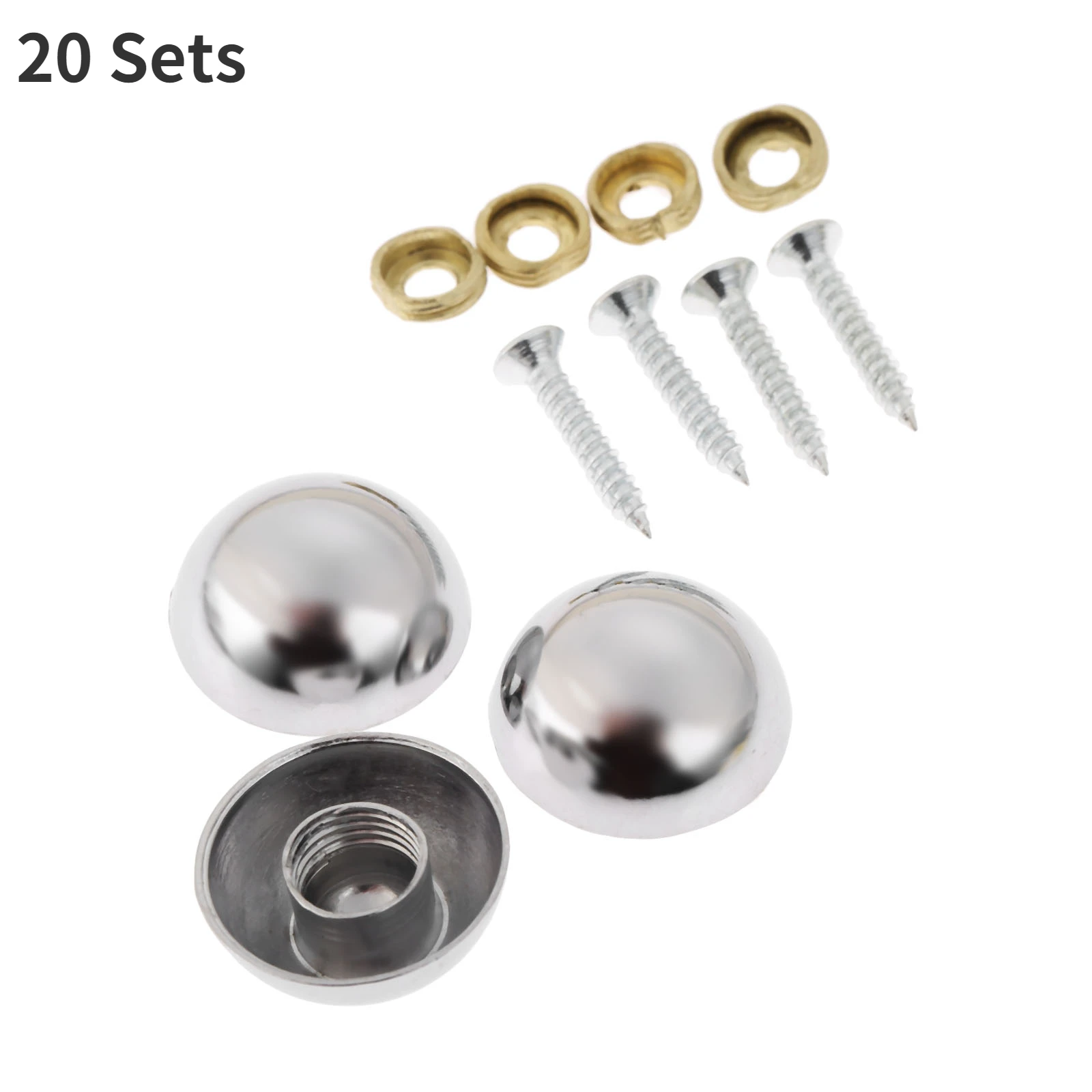 DRELD 20 Sets 25mm Cap Decorative Mirror Screw Silver Hemispherical Glass Nail Decorative Advertisement Nail Furniture Fittings