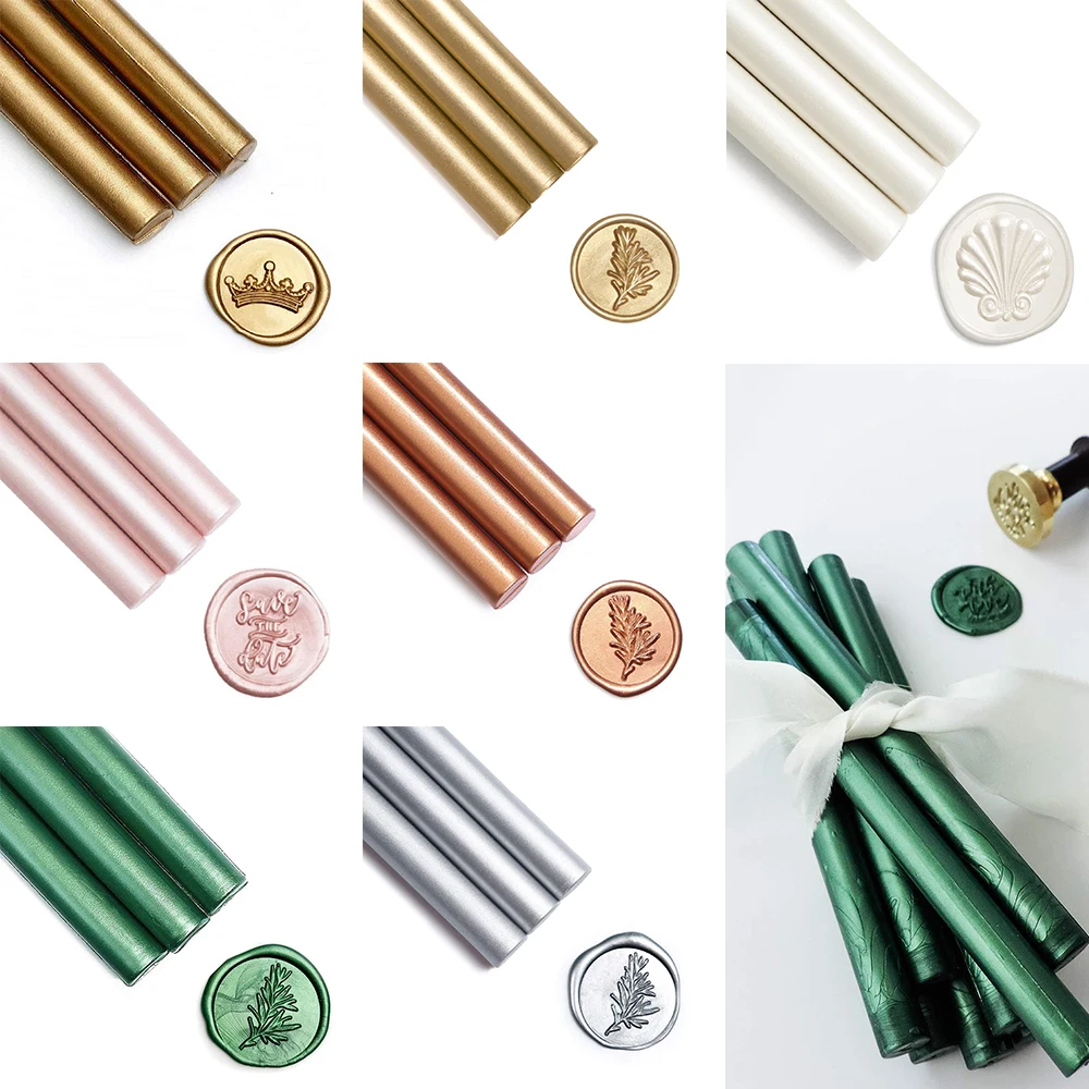 8pcs/set Gun Sealing Wax Sticks Color Silver Rose Pearl White for DIY Wedding Invitations Envelop Card Gift Crafting 2024 New