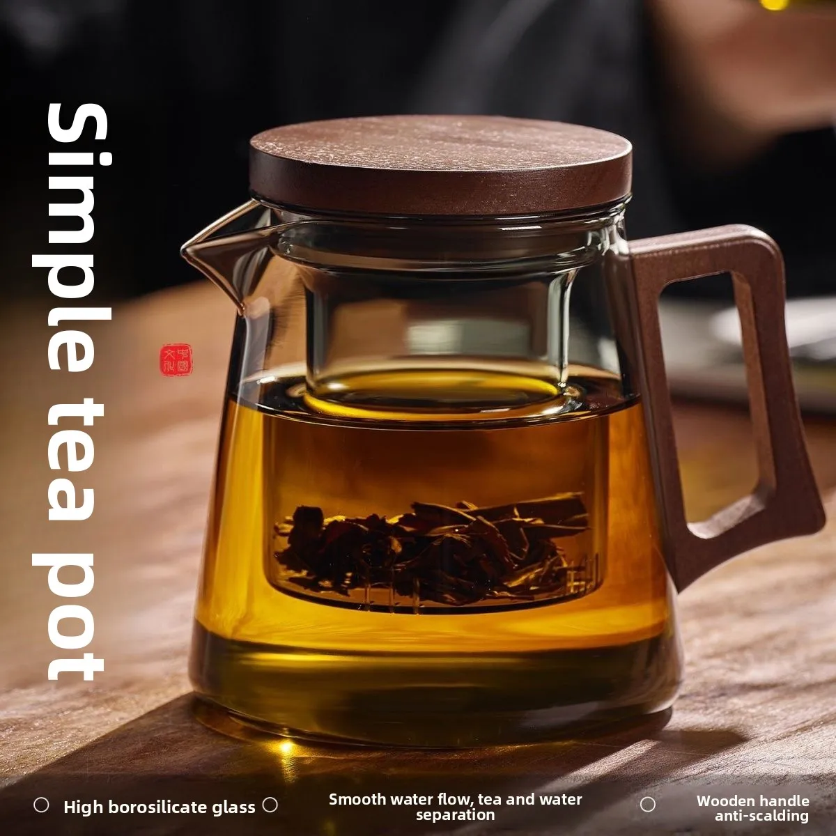Glas-Teekanne, Verstärkte Glas-Teekanne, Hitzebeständig, Getrenntes Set, Teetasse, Einzelne Teekanne Teegeschirr