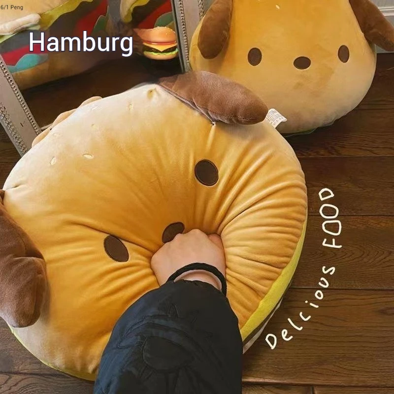 Cute Burger Dog Pillow Creative Cushion Puff Pillow Waist Protection Chair Cushion Sofa Dormitory Pillow Cushion Girl's Gift