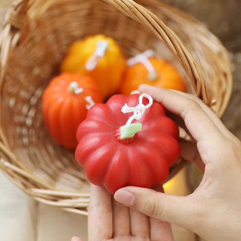 7.6*5cm Red Pumpkin Scented Candle,Halloween Party Souvenir Aromatherapy Candle, Home Decor Room Decor Table Decoration Accessor