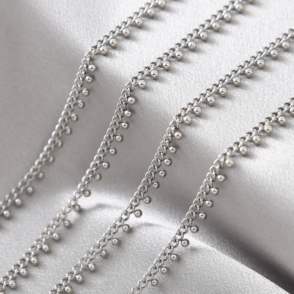 1Meter Stainless Steel Curb Li - Beaded Anklet Chain recension och pris