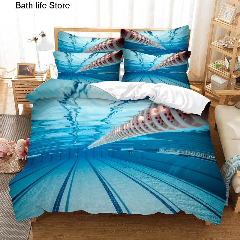 Swimming In Pool Bedding Duvet Cover Set 3d Digital Printing Bed Linen Fashion Design Comforter Cover Bedding Sets Bed Set