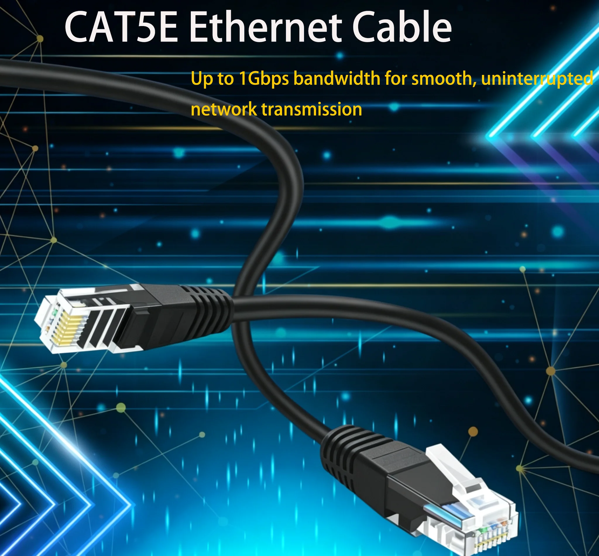 HHDZI CAT5E UTP Gigabit Ethernet Patch Cord 1000Mbps 8P8C RJ45 Anti-Crosstalk LAN Cable for Modem Router PC Gaming Console CCTV